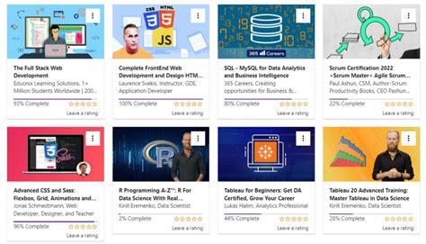 udemy course list.